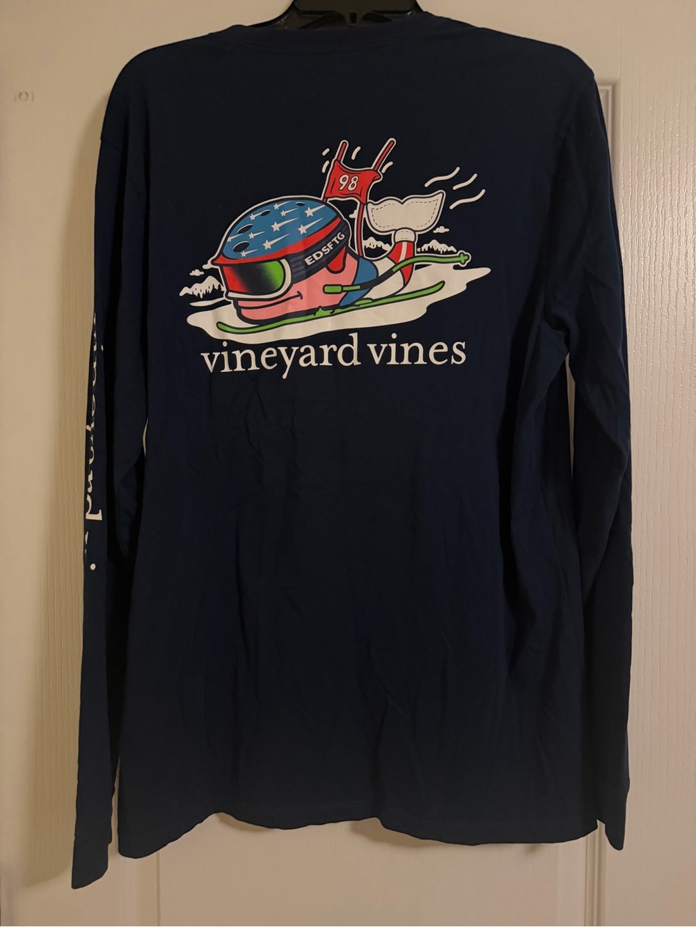 Vineyard Vines Long Sleeve Pocket T Shirt Mens M Navy Ski Whale